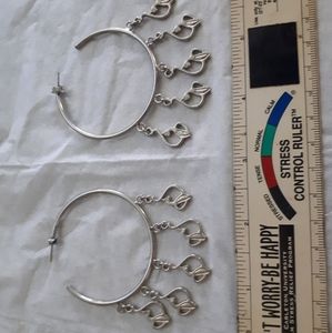 Babyphat hoop cat earrings with clear crystals.
